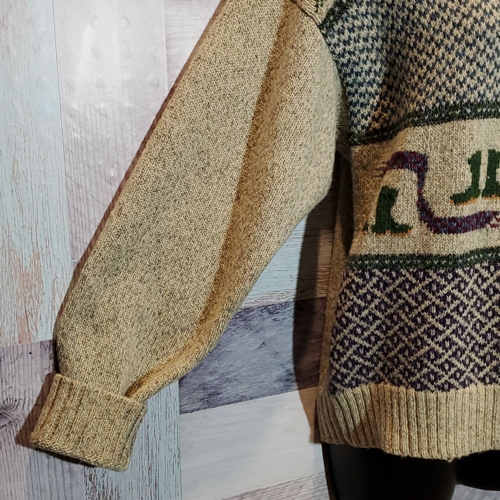 Woolrich Vintage Wool Cardigan Fox Dog Winter Fun, Sz M - Picture 5 of 8